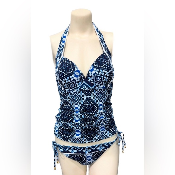 Tommy Bahama Cowrie Halter Tankini & Reversible Tie Bikini Bottoms Set NWT Small